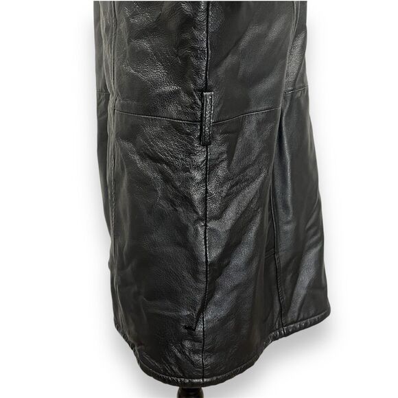 The Connection New York Genuine Leather Jacket Black Faux Fur Lined Size Medium - Picture 5 of 9